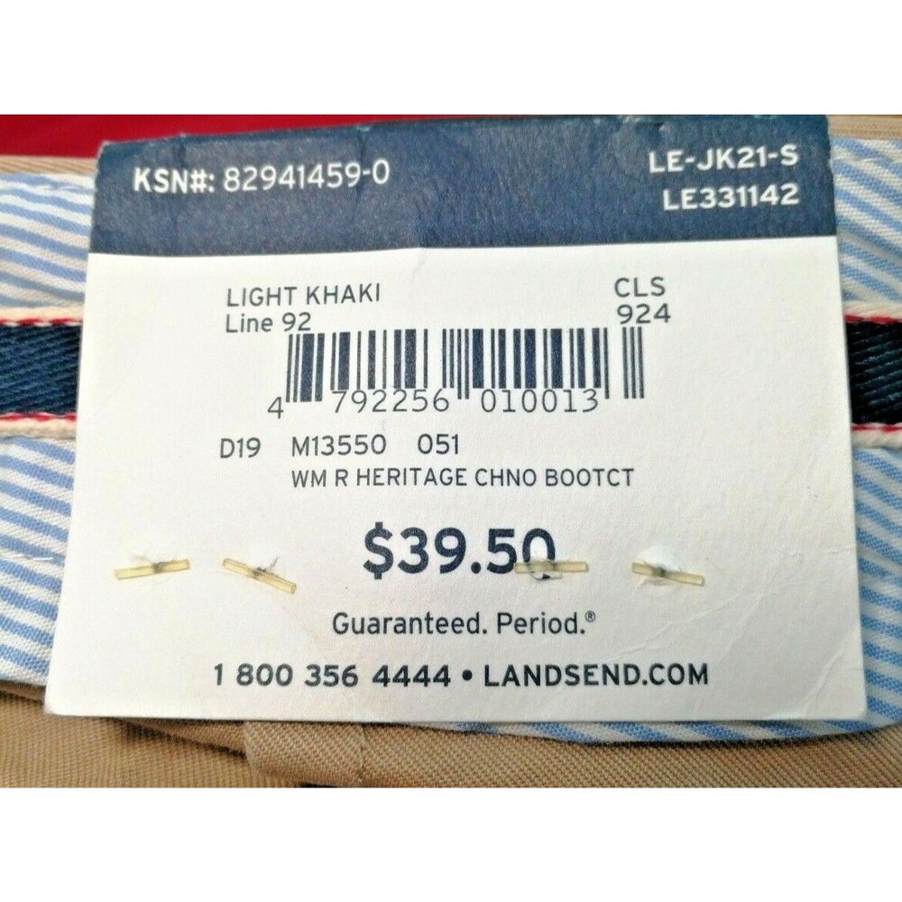 Lands' End Light Khaki Women Heritage Chino Boot Cut Pants 12 X 31 RSVP $39 - Picture 8 of 12